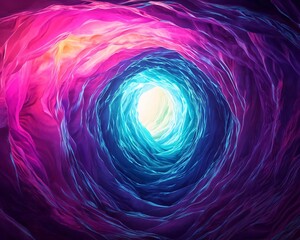 Poster - A vibrant swirl of colors, depicting a mystical tunnel leading to a bright light, evoking feelings of wonder and exploration.