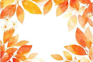 Poster - Watercolor Autumn Leaves and Flowers Border