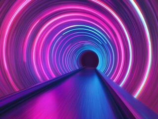 Poster - Abstract tunnel with vibrant pink and blue lights creating a dynamic, futuristic atmosphere of movement and energy.