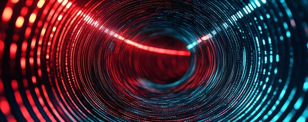 Poster - An abstract, colorful tunnel illuminated with vibrant red and blue lights, creating a mesmerizing visual effect.