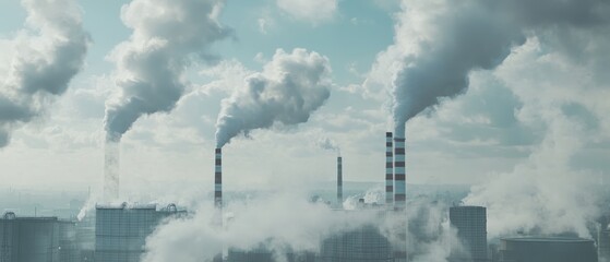 A factory emitting thick smoke against a cloudy sky, illustrating industrial pollution and environmental concerns.