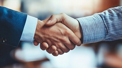 Poster - A young professional shaking hands with a mentor at a business event symbolizing mentorship and personal career growth Large space for text in center Stock Photo with copy space
