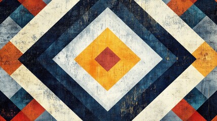 Leinwandbilder - Geometric diamond pattern with contrasting colors, copy space available in the lower corner.