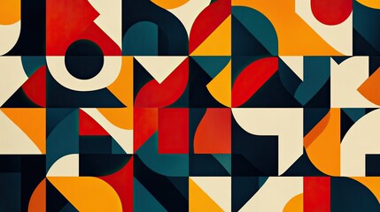 Leinwandbilder - Geometric pattern with contrasting shapes and colors, with ample room for copy in the empty spaces