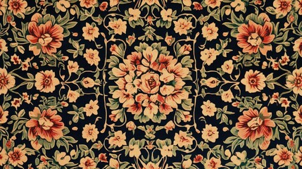 Aufkleber - Repeating floral pattern with symmetrical designs, space for copy in the outer edges.