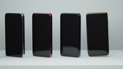 Poster - Store showcase with modern mobile phones. Minimal modern motion design. Abstract animation
