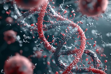 Poster - Fractured DNA helixes swirling around oocytes, visualizing the concept of trauma passed down through generations, abstract and intensely emotional