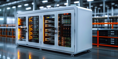 Poster - Compact Data Center Server Module - Network Infrastructure, Corporate IT Solutions, Cooling Fans, Modular Design