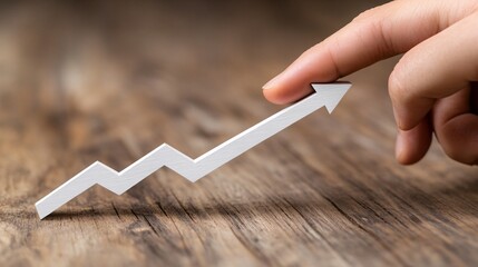 Poster - An upward graph with a professional pointing at the highest point symbolizing success in business financial growth and goal achievement Large space for text in center Stock Photo with copy space