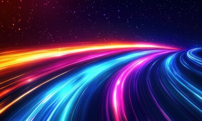 Poster - colorful abstract background with vibrant light trails and a starry night sky creating a futuristic 