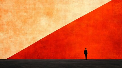 Poster - A person standing beside an upward-trending graph pointing to the peak symbolizing the culmination of hard work and achieving professional success Large space for text in center Stock Photo with copy