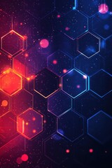Poster - abstract background with glowing hexagons and vibrant colors for futuristic design and technology th