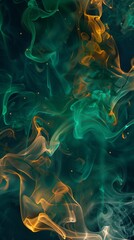 Aufkleber - A green and orange smokey background with a yellow and green swirl