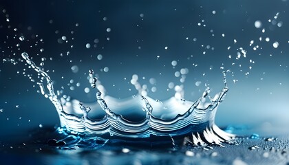 Wall Mural - Dynamic Water Splash in Vibrant Blue Abstract Background