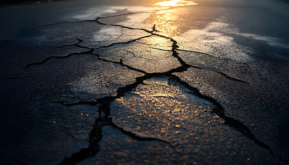 crack asphalt road surface background