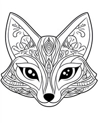 Cute fox in mandala style with detailed patterns for autumn coloring book. Fox drawing for coloring book for adults. ornamental and decorative template of animal