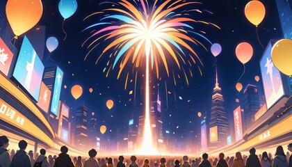 Happy new year eve Elegant fireworks illustration background 