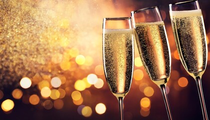 two champagne glasses glittery background