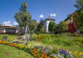 Einhorn-Statue im Kurpark in Seefeld, Tirol, Österreich, Europa