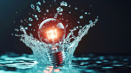Poster - Lightbulb Splashing in Water.