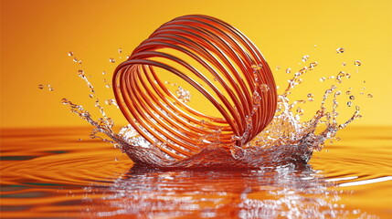 Poster - Copper Coil Splashing in Water.