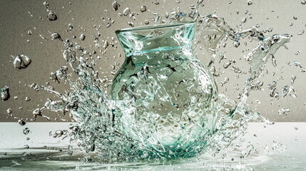 Poster - Water Splashing on Glass Jug.