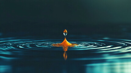 Poster - Water Drop Splash with Ripples.