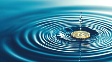 Aufkleber - Bitcoin Ripples in Water.