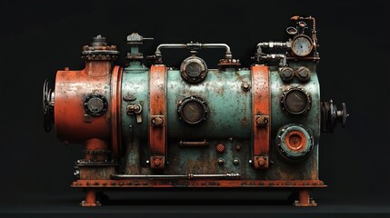 Wall Mural - Rusty Industrial Machine: Steampunk Design