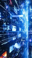 Poster - Global connections and data transfer concept background