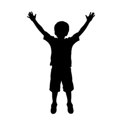 child with arms outstretched to the sides silhouette vector illustration transparent background