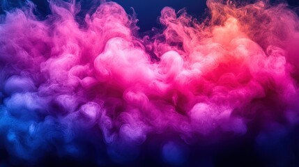 Poster - Swirling clouds of vibrant pink and purple smoke create a mesmerizing effect against a dark background