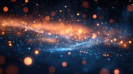 Poster - Shimmering particles dance on a dark background, crafting a captivating cosmic vibe with vibrant colors