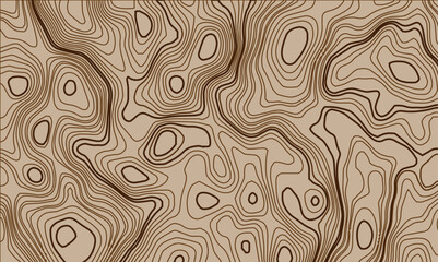 Poster - Abstract topography circle with contour map waves paper topo relief line map mountain background. Curved line topo seamless topography ornament design. Vector background.
