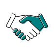© AIRina - Handshake icon illustration, teal and white, partnership and agreement concept