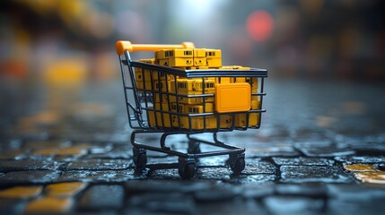 Iconic Shopping Cart Symbolizing E Commerce and Online Shopping Essentials