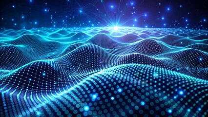 Poster - Blue minimal tech wavy lines abstract futuristic, abstract blue wave, abstract blue waves background, Futuristic technology background. Elegant background for business tech presentations 