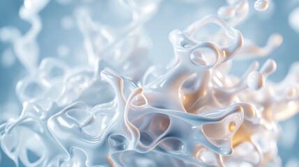 Poster - The composition features a dynamic interplay of translucent fluid forms, softly illuminated to create a calming and stylish background suitable for various digital applications