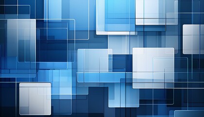 Poster - Blue and grey glossy squares abstract tech banner design. Modern abstract blue background design with  diamond and triangle shapes layered in modern abstract pattern design