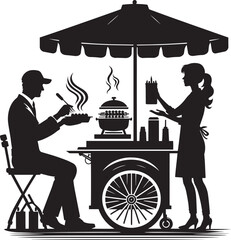 Street food cart silhouette vector illustration isolated on a white background