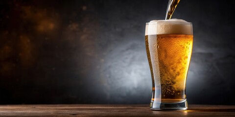 Canvas Print - Closeup of beer being poured into glass, beer, ale, lager, refreshing, foam, bubbles, golden, cold, beverage, drink, pint