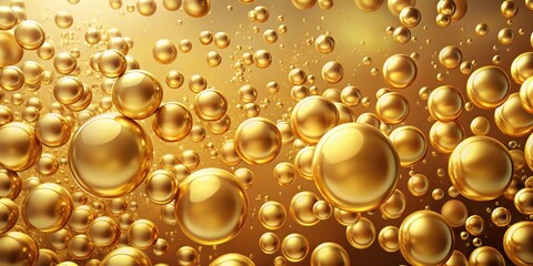 Sticker - golden bubbles background, rendering, golden, bubbles,background, shiny, reflective, abstract, decoration, festive, celebration