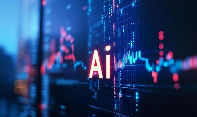AI text on a blue screen with data.
