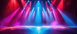 © Ruslan Batiuk - Vibrant stage: empty concert arena with colorful lights and smoke, scene for upcoming live performance, dynamic spotlights, atmospheric effects, energetic and captivating backdrop