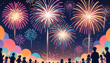 Wall Mural - Happy new year eve Elegant fireworks illustration background 