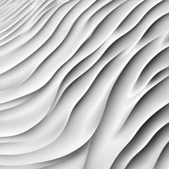 Poster - An abstract 3D rendering of smooth, layered white waves, creating a flowing texture with a sense of depth and movement. The light and shadow effects emphasize the gentle curves and elegant design.
