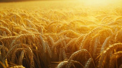 Gold-colored wheat field. the notion of an abundant crop. farm for agriculture.