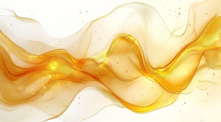 Wall Mural - Golden Wavy Patterns With Shimmering Effects in a Light Background