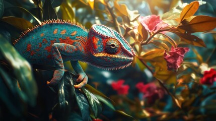 Chameleon in Lush Foliage