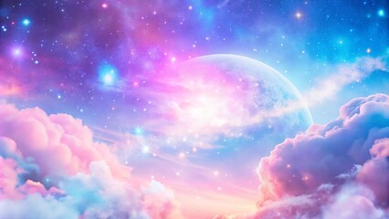 beautiful fantasy starry night sky, blue and purple colorful, galaxy and aurora 4k wallpaper. cosmic